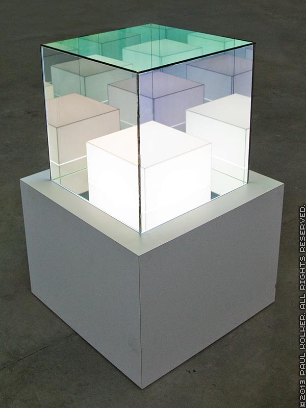 Paul Kolker hypercube forever, 2013 - Copyright 2013 Paul Kolker. All Rights Reserved. Contemporary art light sculpture close up